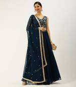 Navy Blue Traditional Lehenga Choli Set for Bridesmaid