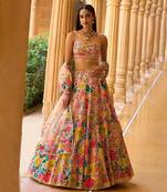 Multicolour Georgette Floral Printed Lehenga