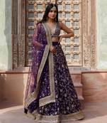 Designer Purple Sequins Embroidery Work Lehenga Choli With Dupatta