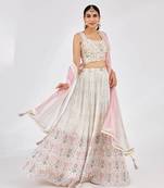 Divine Off White Digital Print Georgette Festive Wear Lehenga Choli Set  