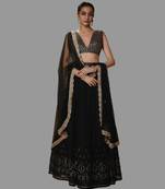 Black Sequined Work Faux Georgette Fabric Lehenga Choli with Dupatta.