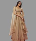 Brown Sequine Embroidered Georgette Fabric Bollywood Lehenga Choli with Dupatta.