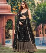 Black Georgette Sequin Bollywood Lehenga Choli with Dupatta