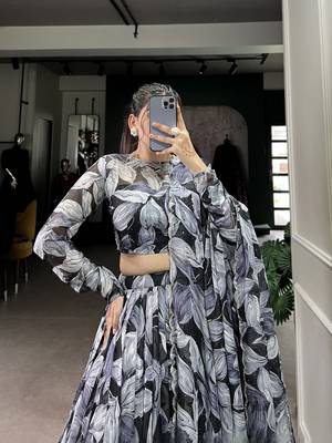Black Tabby Silk Printed Lehenga Choli   2