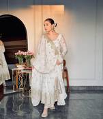 WHITE FUX BLOOMING  WEAR EMBRODERY SILK SALWAR SUIT