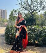 Black Woven Soft Silk blend Banarasi Saree