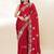 Red Thread And Sequins Embroidered Chinon-Silk Wedding Saree
