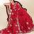 Red Thread And Sequins Embroidered Chinon-Silk Wedding Saree