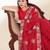 Red Thread And Sequins Embroidered Chinon-Silk Wedding Saree