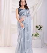 Grey Sequins Embroidered Jimmy Choo fabric Saree