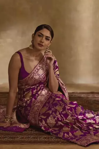 Purple Art Banarasi Silk Saree With unstitched Blouse