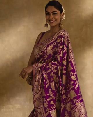 Purple Art Banarasi Silk Saree With unstitched Blouse 5
