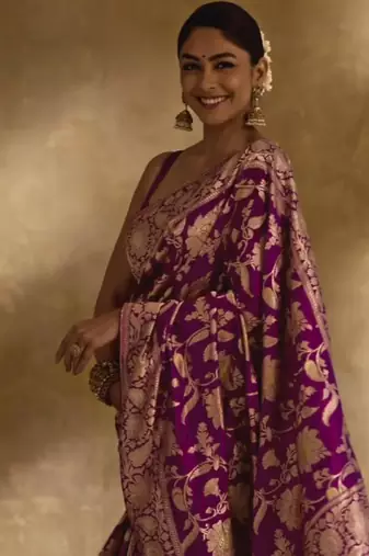 Purple Art Banarasi Silk Saree With unstitched Blouse