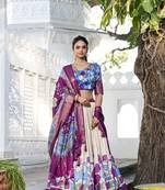 off white Dola Silk Zari Weaving Border Lehenga Choli