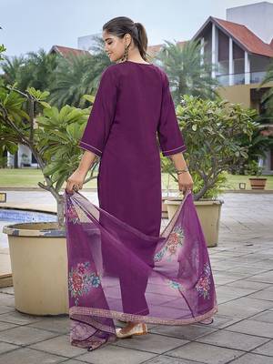 Purple viscosee chanderi beautiful partywear suit 2