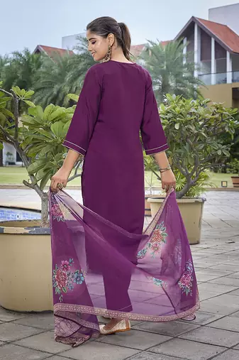 Purple viscosee chanderi beautiful partywear suit