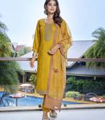 Yellow viscose chanderi fabric beautiful ethnic partywear suit