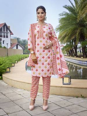 Pink cotton blend beautiful partywear suit 1