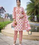 Pink cotton blend fabric beautiful ethnic partywear suit