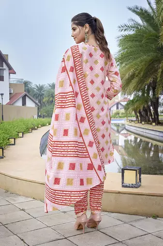 Pink cotton blend beautiful partywear suit