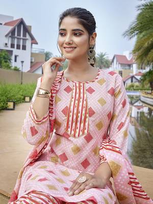 Pink cotton blend beautiful partywear suit 3