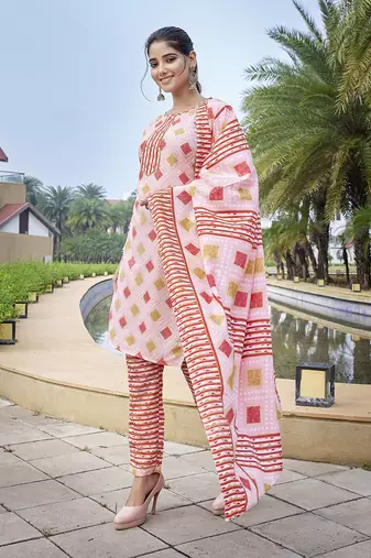 Pink cotton blend beautiful partywear suit