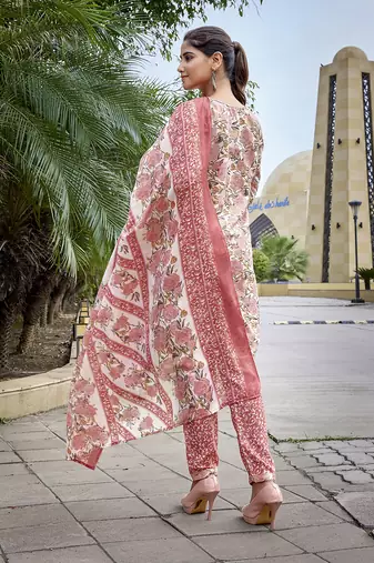 Pink cotton blend beautiful partywear suit