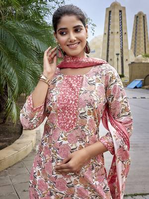 Pink cotton blend beautiful partywear suit 3
