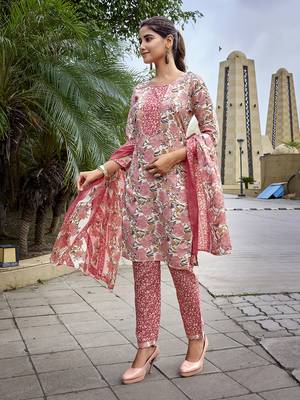 Pink cotton blend beautiful partywear suit 4
