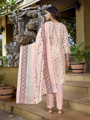 Baby pink cotton blend beautiful partywear suit 2