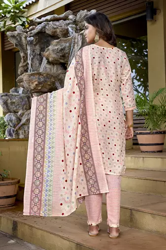 Baby pink cotton blend beautiful partywear suit