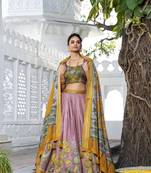 Onion pink Dola Silk Zari Weaving Border Lehenga Choli