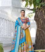 multicolor Dola Silk Zari Weaving Border Lehenga Choli