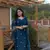 Beautiful teal blue ceremonial dress with embroidered work work on viscosee silk fabric