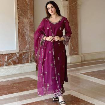 Beautiful wine ceremonial dress with embroidered on viscosee silk  1