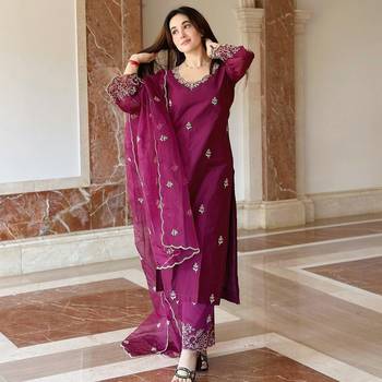 Beautiful wine ceremonial dress with embroidered on viscosee silk  3