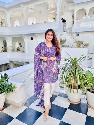 Beautiful purple ceremonial dress with printed on viscosee  1
