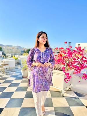 Beautiful purple ceremonial dress with printed on viscosee  4