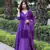Beautiful purple ceremonial dress with embroidered work work on viscosee fabric