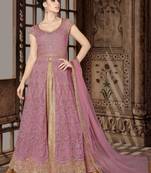 Pink zari embroidery sequins work georgette anarkali - full stitched