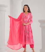 Pink chinon fabric designer embroidery work ethnic festive salwar kameez