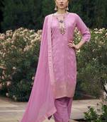 Lavender designer viscose rayon readymade suit with plesent embroidery work