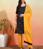 Elegant black crepe fabric designer printed festive salwar kameez