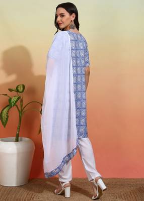 Elegant sky blue crepe printed festive salwar kameez 2