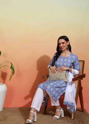Elegant sky blue crepe printed festive salwar kameez 4