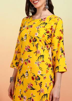 Elegant yellow crepe printed festive salwar kameez 4