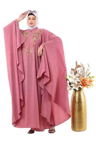 Pink irani kaftan with embroidery work