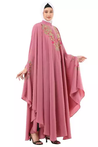 Pink irani kaftan with embroidery work