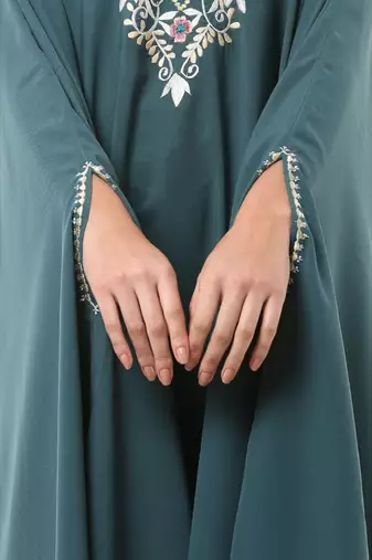 Teal arabian embroidery kaftan