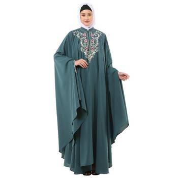 Teal arabian embroidery kaftan 1